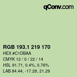 カラーコード: RGB 193.1 219 170 | qconv.com