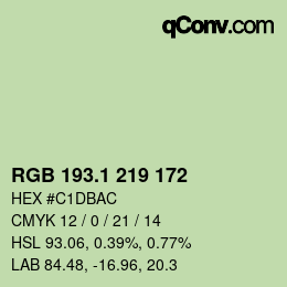 カラーコード: RGB 193.1 219 172 | qconv.com