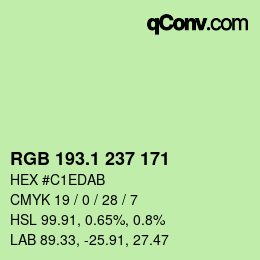 カラーコード: RGB 193.1 237 171 | qconv.com