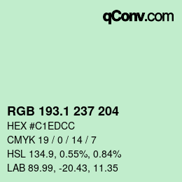 カラーコード: RGB 193.1 237 204 | qconv.com