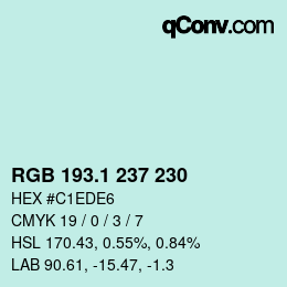 Color code: RGB 193.1 237 230 | qconv.com