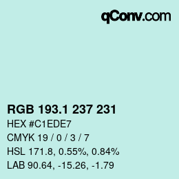 カラーコード: RGB 193.1 237 231 | qconv.com