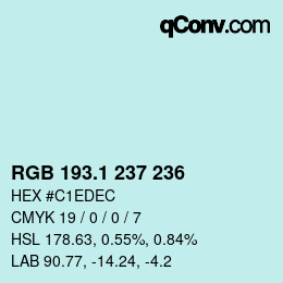 Color code: RGB 193.1 237 236 | qconv.com