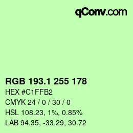 カラーコード: RGB 193.1 255 178 | qconv.com