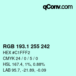 カラーコード: RGB 193.1 255 242 | qconv.com