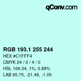 カラーコード: RGB 193.1 255 244 | qconv.com