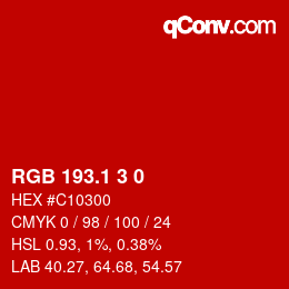 カラーコード: RGB 193.1 3 0 | qconv.com