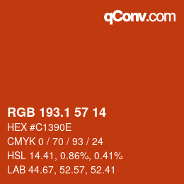 カラーコード: RGB 193.1 57 14 | qconv.com