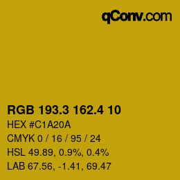 カラーコード: RGB 193.3 162.4 10 | qconv.com