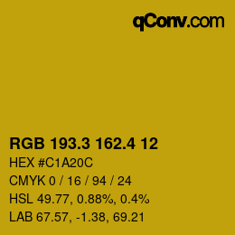 カラーコード: RGB 193.3 162.4 12 | qconv.com