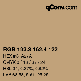 カラーコード: RGB 193.3 162.4 122 | qconv.com