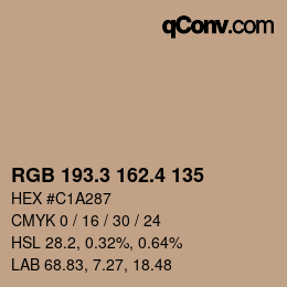 カラーコード: RGB 193.3 162.4 135 | qconv.com