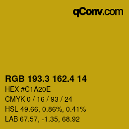 カラーコード: RGB 193.3 162.4 14 | qconv.com