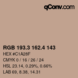 カラーコード: RGB 193.3 162.4 143 | qconv.com