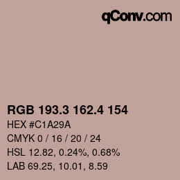 カラーコード: RGB 193.3 162.4 154 | qconv.com