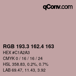 カラーコード: RGB 193.3 162.4 163 | qconv.com