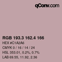 カラーコード: RGB 193.3 162.4 166 | qconv.com