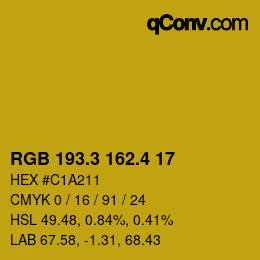カラーコード: RGB 193.3 162.4 17 | qconv.com