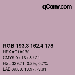 カラーコード: RGB 193.3 162.4 178 | qconv.com