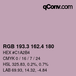 カラーコード: RGB 193.3 162.4 180 | qconv.com