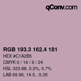 カラーコード: RGB 193.3 162.4 181 | qconv.com