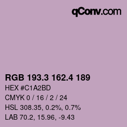 カラーコード: RGB 193.3 162.4 189 | qconv.com
