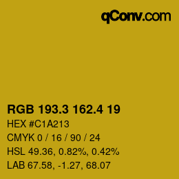 カラーコード: RGB 193.3 162.4 19 | qconv.com