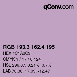 カラーコード: RGB 193.3 162.4 195 | qconv.com