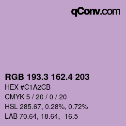 カラーコード: RGB 193.3 162.4 203 | qconv.com