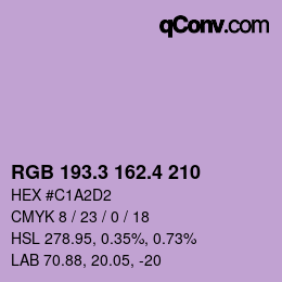 カラーコード: RGB 193.3 162.4 210 | qconv.com