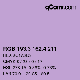 カラーコード: RGB 193.3 162.4 211 | qconv.com