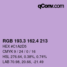 カラーコード: RGB 193.3 162.4 213 | qconv.com