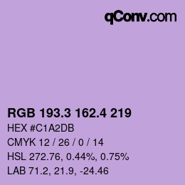 カラーコード: RGB 193.3 162.4 219 | qconv.com