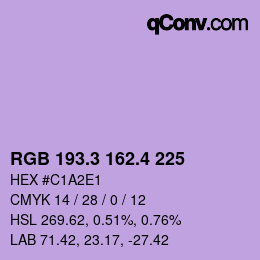 カラーコード: RGB 193.3 162.4 225 | qconv.com