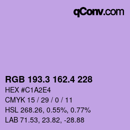 カラーコード: RGB 193.3 162.4 228 | qconv.com