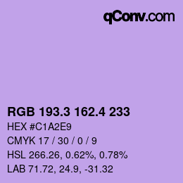 カラーコード: RGB 193.3 162.4 233 | qconv.com