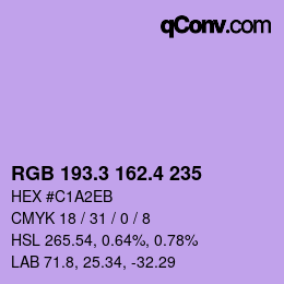 カラーコード: RGB 193.3 162.4 235 | qconv.com