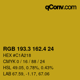 カラーコード: RGB 193.3 162.4 24 | qconv.com