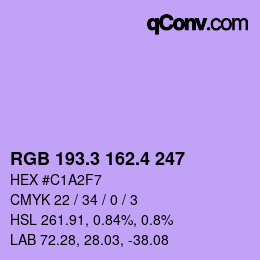 カラーコード: RGB 193.3 162.4 247 | qconv.com