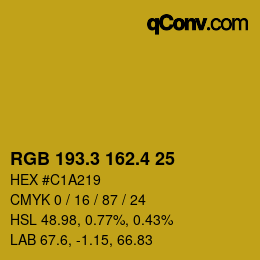 カラーコード: RGB 193.3 162.4 25 | qconv.com