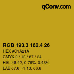 カラーコード: RGB 193.3 162.4 26 | qconv.com