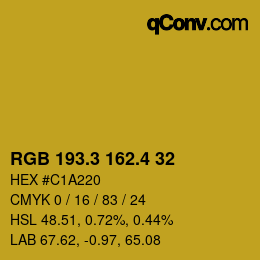 カラーコード: RGB 193.3 162.4 32 | qconv.com