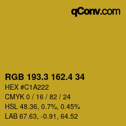 カラーコード: RGB 193.3 162.4 34 | qconv.com