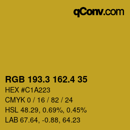 カラーコード: RGB 193.3 162.4 35 | qconv.com