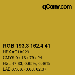 カラーコード: RGB 193.3 162.4 41 | qconv.com