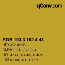 カラーコード: RGB 193.3 162.4 43 | qconv.com