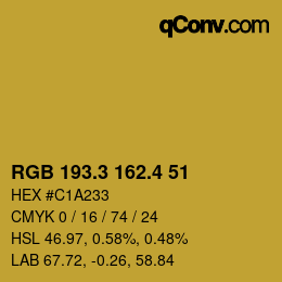カラーコード: RGB 193.3 162.4 51 | qconv.com