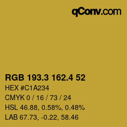カラーコード: RGB 193.3 162.4 52 | qconv.com