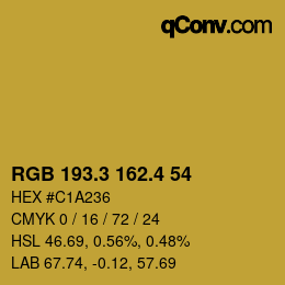 カラーコード: RGB 193.3 162.4 54 | qconv.com