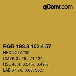 カラーコード: RGB 193.3 162.4 57 | qconv.com
